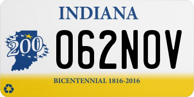 IN license plate 062NOV