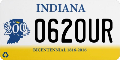IN license plate 062OUR