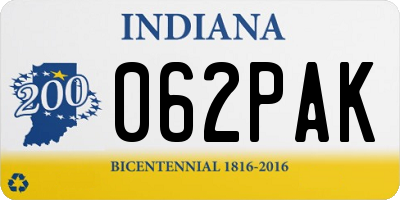IN license plate 062PAK
