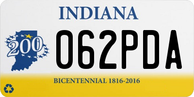 IN license plate 062PDA