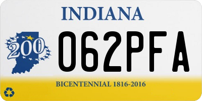 IN license plate 062PFA
