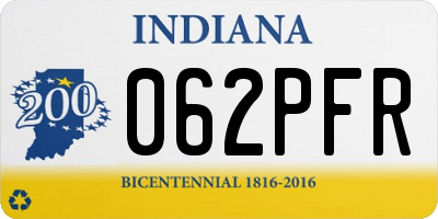 IN license plate 062PFR