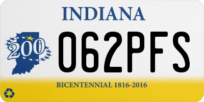 IN license plate 062PFS