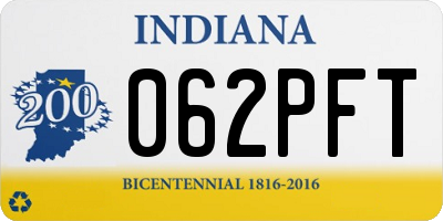 IN license plate 062PFT