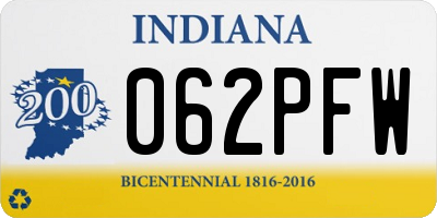 IN license plate 062PFW