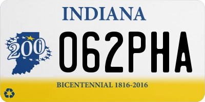 IN license plate 062PHA