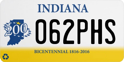 IN license plate 062PHS