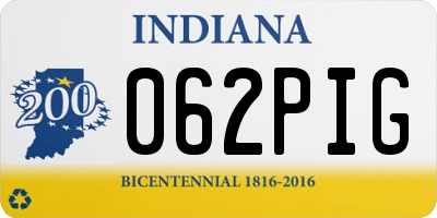 IN license plate 062PIG