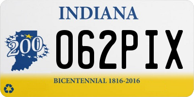 IN license plate 062PIX