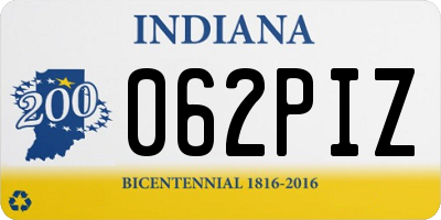 IN license plate 062PIZ