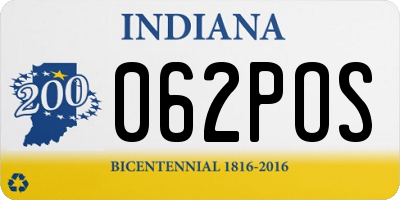 IN license plate 062POS