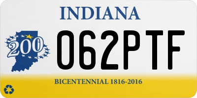 IN license plate 062PTF