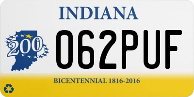 IN license plate 062PUF