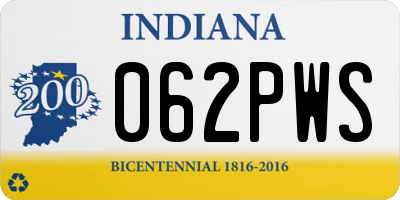 IN license plate 062PWS