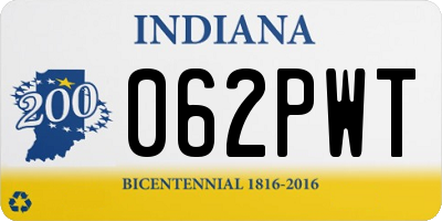 IN license plate 062PWT