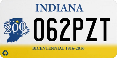 IN license plate 062PZT