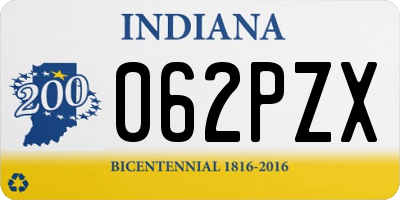 IN license plate 062PZX