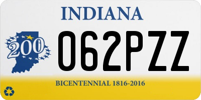 IN license plate 062PZZ