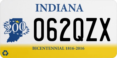 IN license plate 062QZX