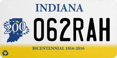 IN license plate 062RAH