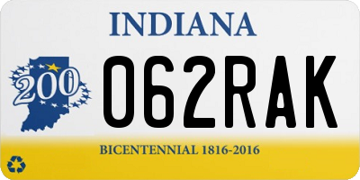 IN license plate 062RAK
