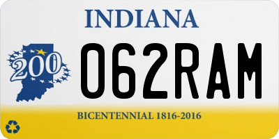IN license plate 062RAM