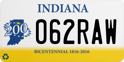 IN license plate 062RAW