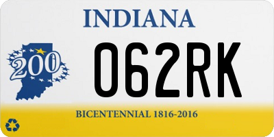 IN license plate 062RK