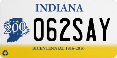 IN license plate 062SAY