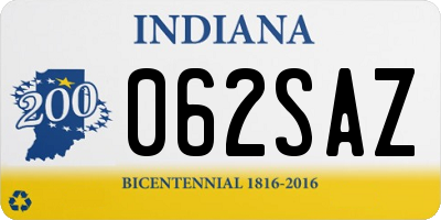 IN license plate 062SAZ