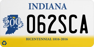 IN license plate 062SCA