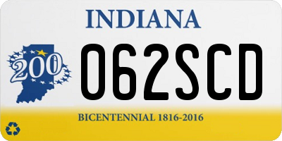 IN license plate 062SCD