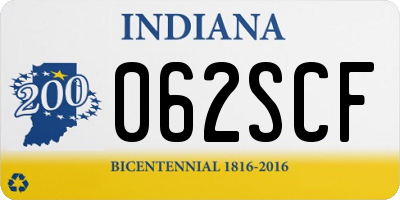 IN license plate 062SCF