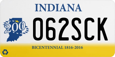 IN license plate 062SCK