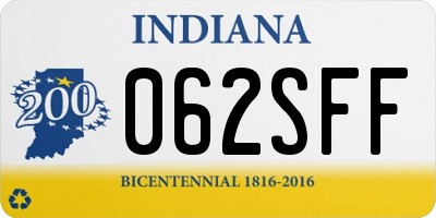 IN license plate 062SFF