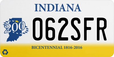 IN license plate 062SFR