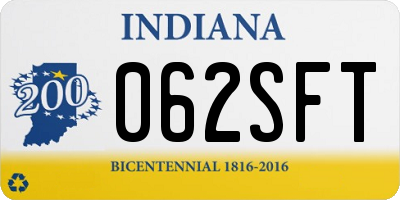 IN license plate 062SFT