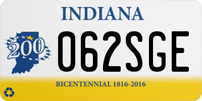 IN license plate 062SGE