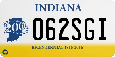 IN license plate 062SGI