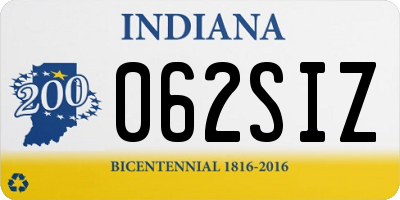 IN license plate 062SIZ