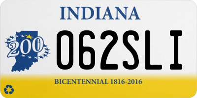 IN license plate 062SLI