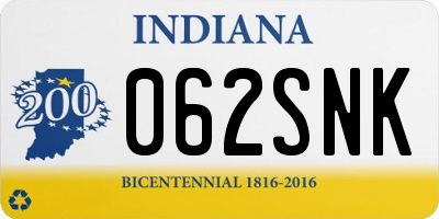 IN license plate 062SNK