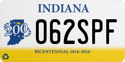 IN license plate 062SPF