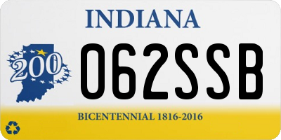 IN license plate 062SSB
