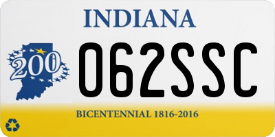 IN license plate 062SSC