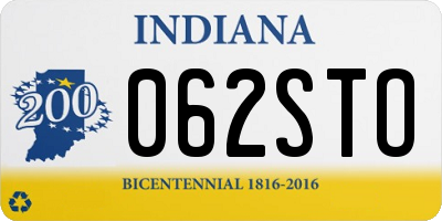 IN license plate 062STO