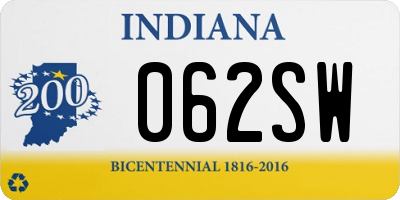 IN license plate 062SW