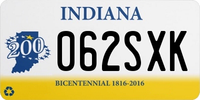 IN license plate 062SXK