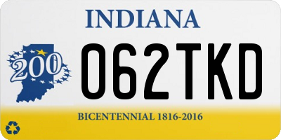 IN license plate 062TKD