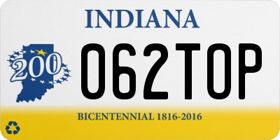 IN license plate 062TOP